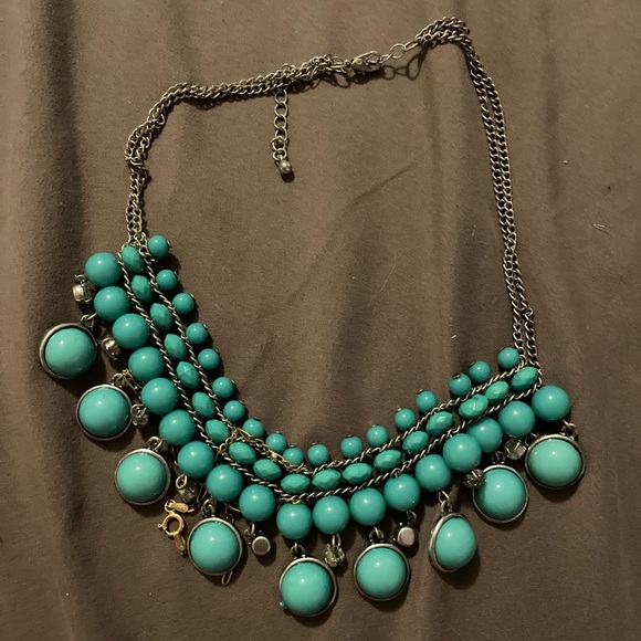 Jewelry - Sterling silver teal necklace beaded